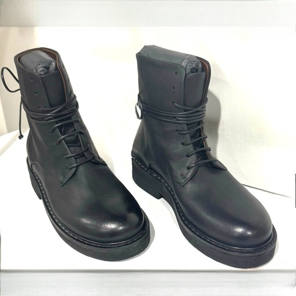MARSELL PARRUCCA NABUCK LEATHER ZIPPED COMBAT BOOTS BOOTIES BLACK SIZE 6 NEW - Picture 11 of 16